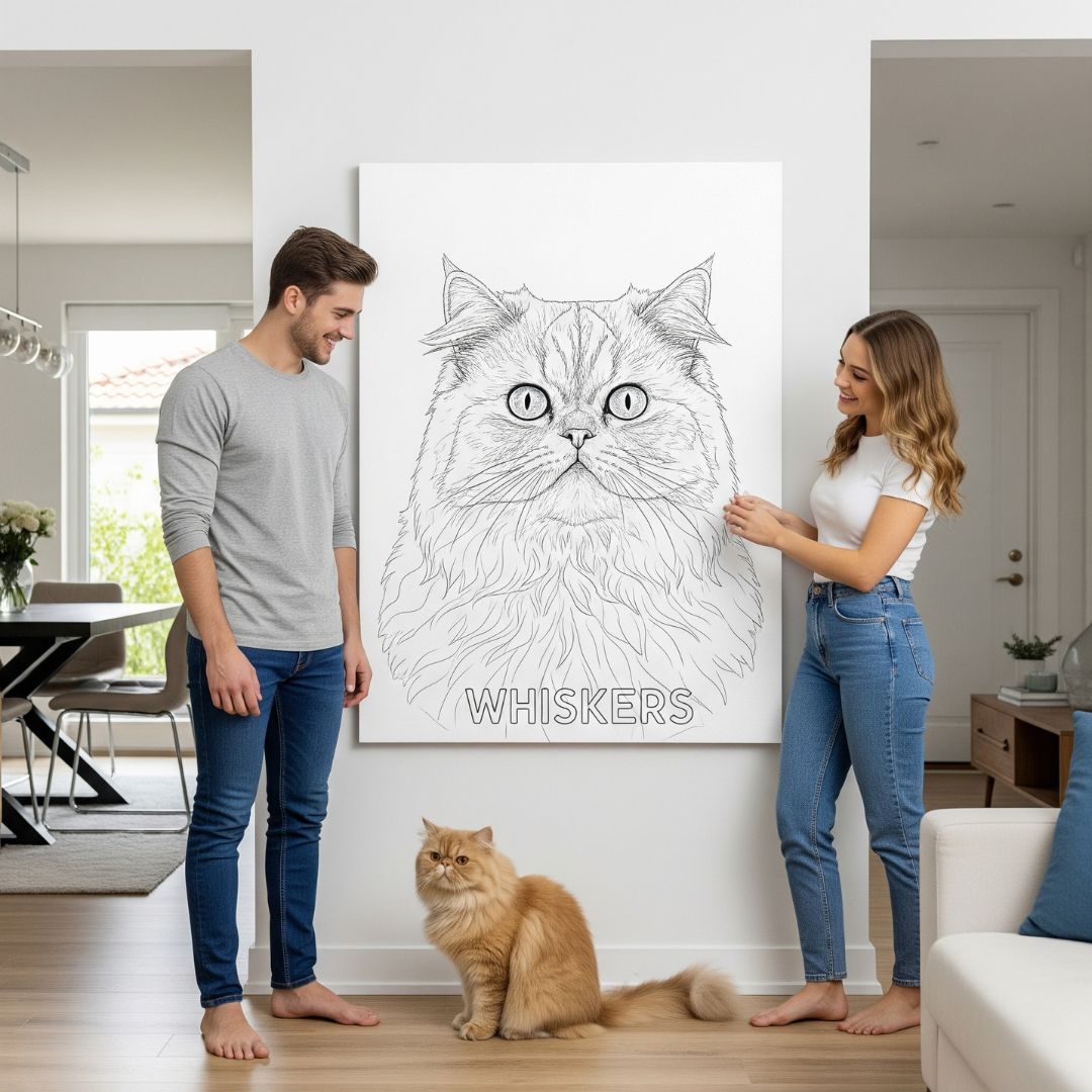🤩 NEW - Custom Pet Portrait - Line Art Style - My Pet Canvas