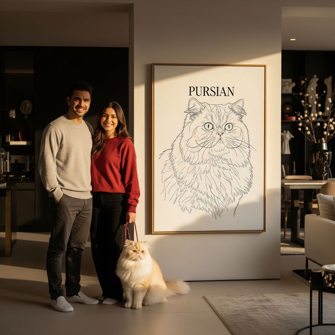 🤩 NEW - Custom Pet Portrait - Line Art Style - My Pet Canvas
