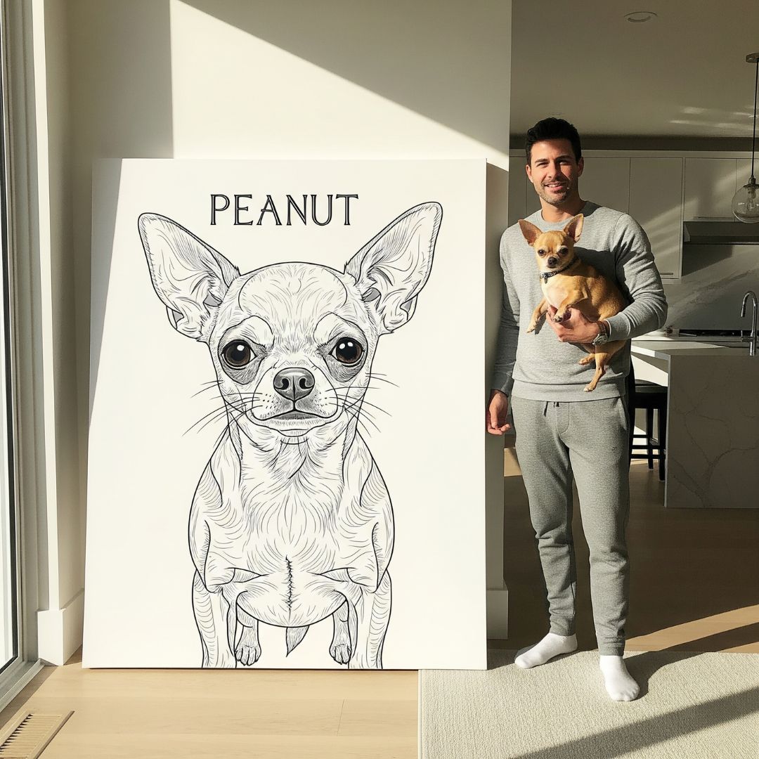 🤩 NEW - Custom Pet Portrait - Line Art Style - My Pet Canvas