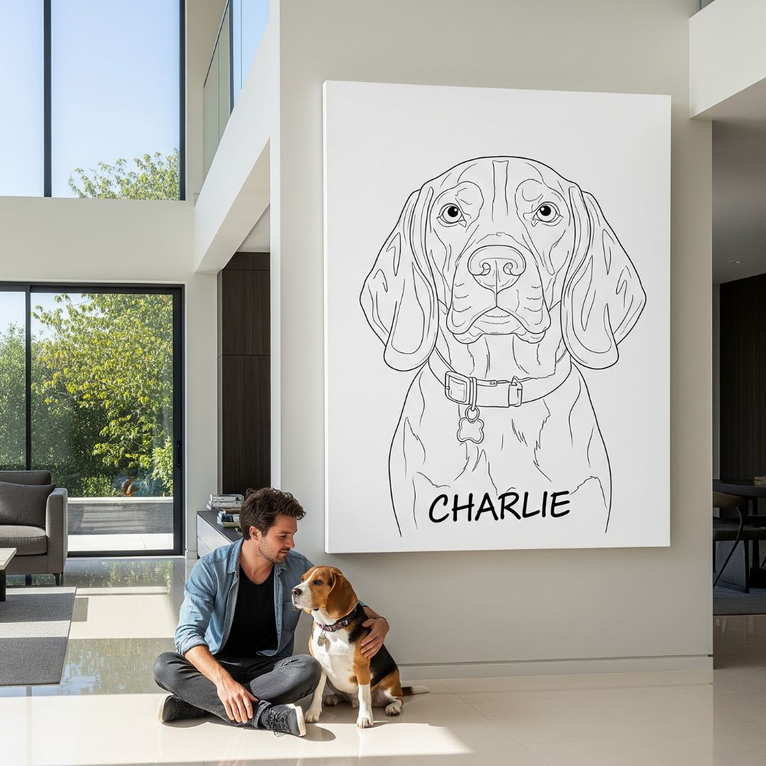 🤩 NEW - Custom Pet Portrait - Line Art Style - My Pet Canvas