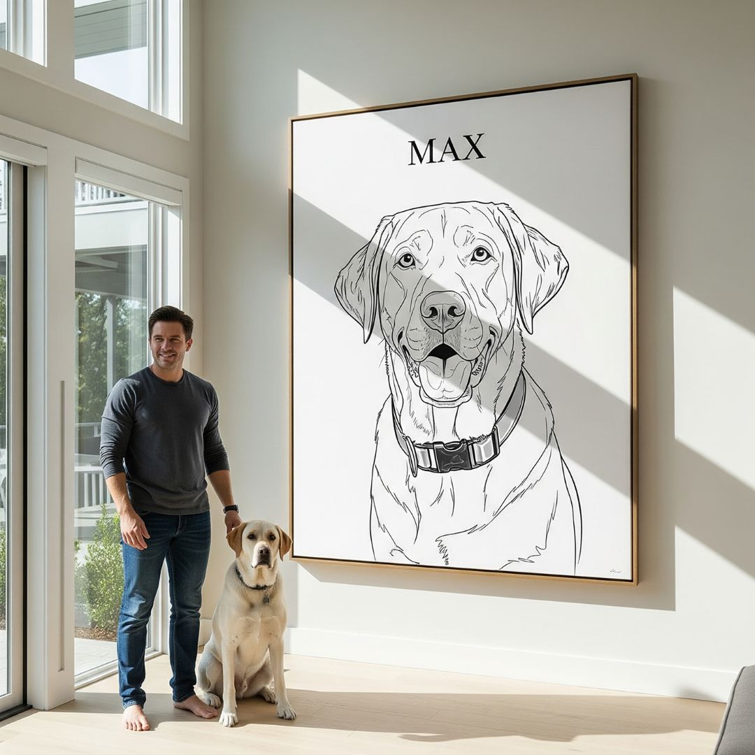 🤩 NEW - Custom Pet Portrait - Line Art Style - My Pet Canvas