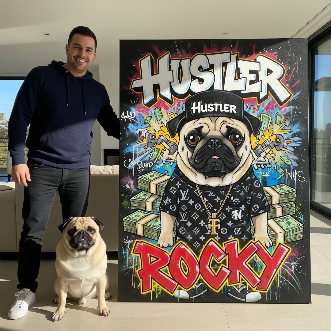 Custom Pet Portrait - Graffiti Cartoon Style - My Pet Canvas